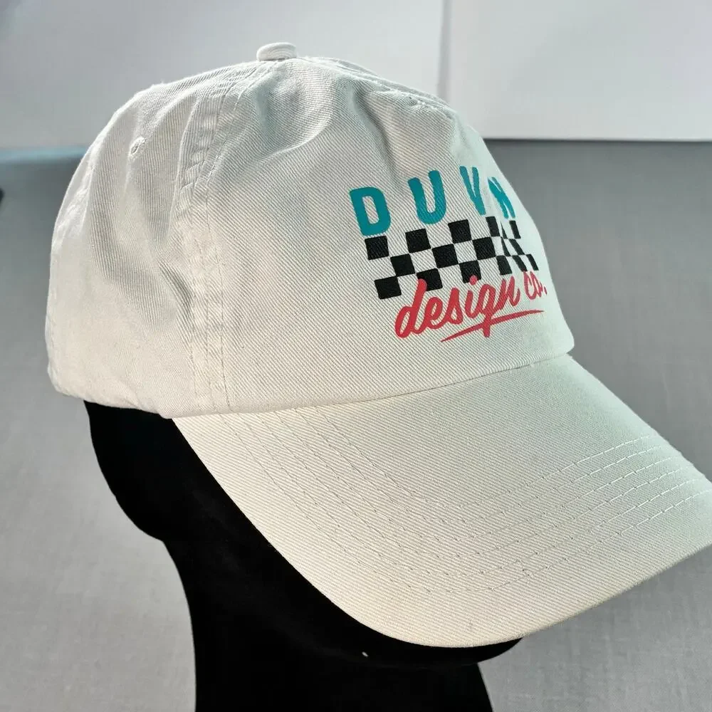 Duvin Design Co Checkered Snapback Hat White Youth Adjustable Cap